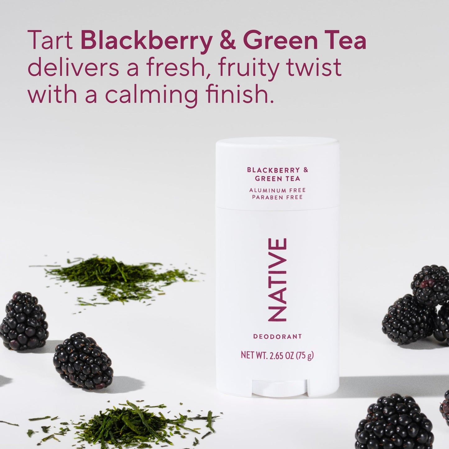 Native Deodorant Contains Naturally Derived Ingredients, 72 Hour Odor Control, Deodorant for Women and Men, Aluminum Free, Blackberry & Green Tea 2.65oz