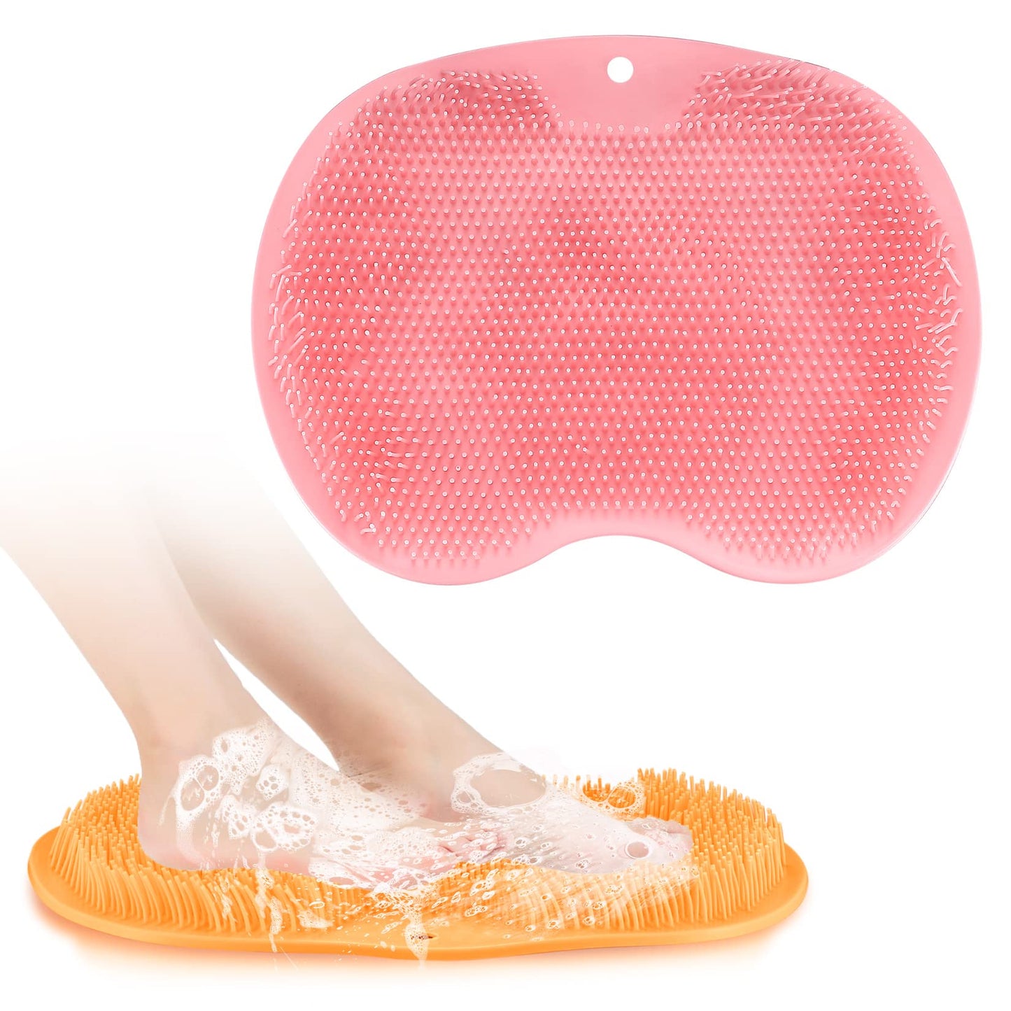 Zxglxinyao 2-Pack Shower Foot Scrubber Mat Back Washer Back Exfoliating Bath Wash Pad Wall Mounted Slip Suction Cups Foot Scrubber for Use in Shower Cups Foot Cleaner for Men and Women