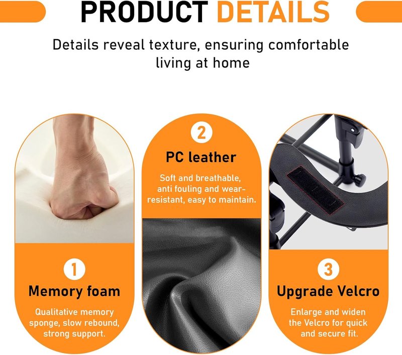 Skiennix Massage Headrest - Adjustable Face Cradle for Bed | Portable Black Pillow for Eye Surgery