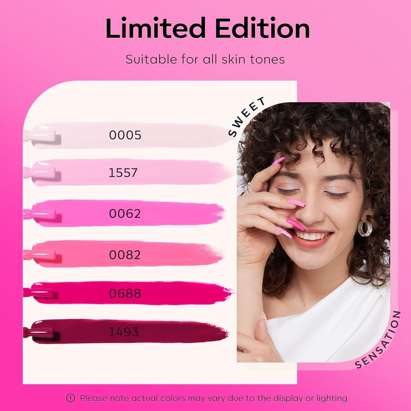 modelones Pink Gel Nail Polish Set- 6 Colors 2026 Summer Spring Pastel Hot Pink Tones Neon Milk Pink White Gel Polish Magenta Light Soft to Dark LED Nail Art for Nail Lovers Gift DIY Starter Kit