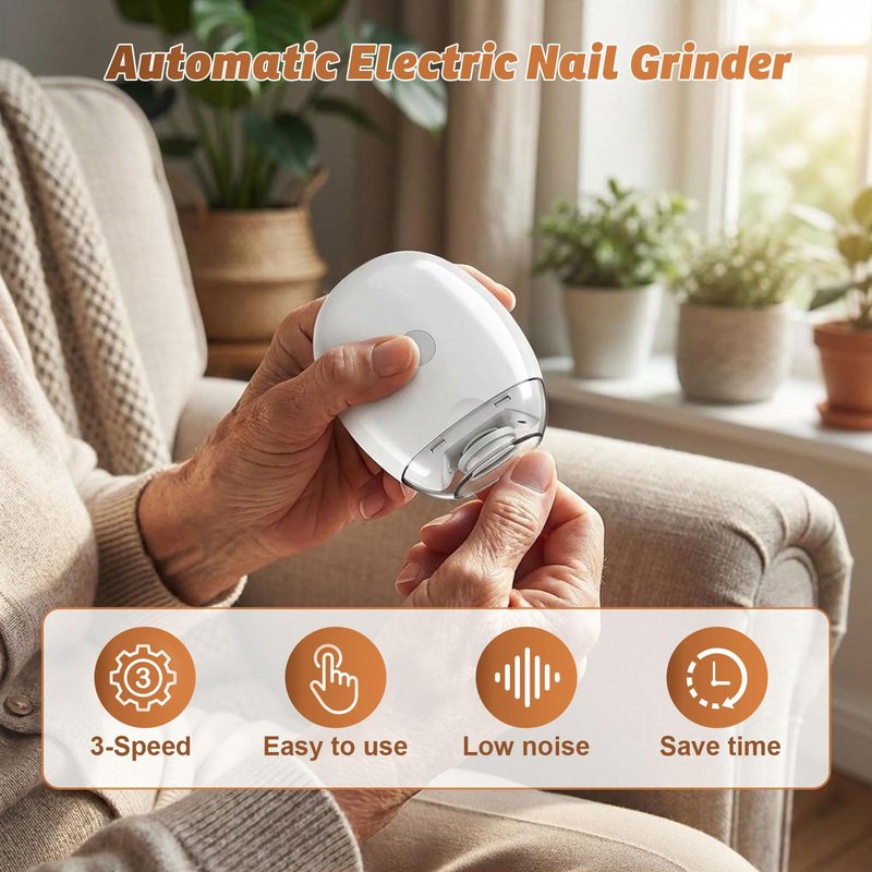 Electric Nail Clipper Automatic Nail Trimmer, Universal Fingernail Grinder with LED Light, 3-Speed Nail Cutter with Catcher, USB Rechargeable Electric Toenail Clippers for Seniors Adults Kids (3PCS)