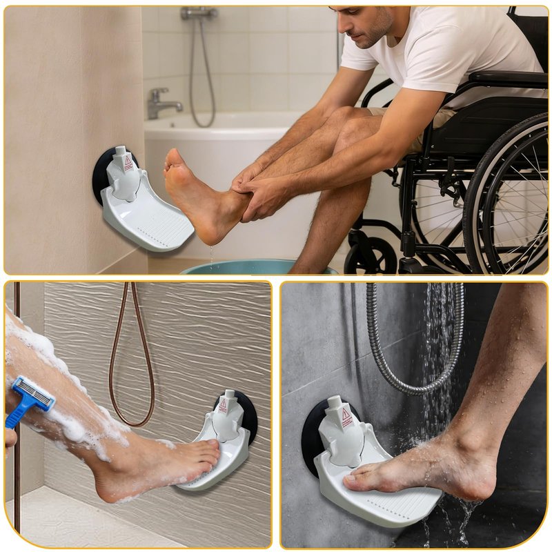 Houlishu Shower Foot Pedals with Foldable Shaving Leg Hair with Strong Suction Cups for RV bathrooms