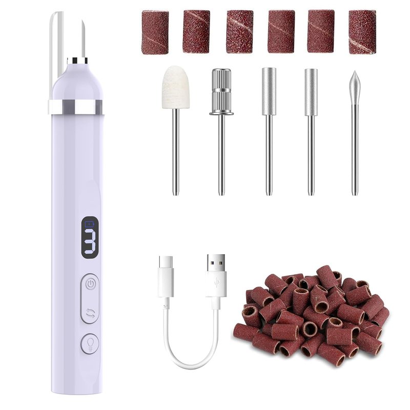 Acrylic Nail Kit, Portable Electric Nail File Set for Acrylic Gel Nails, Manicure Pedicure Tool Nail Drill Bits with Nail Drill Bits Sanding Bands,Top Choice for Valentine's Day Gifts (Purple)