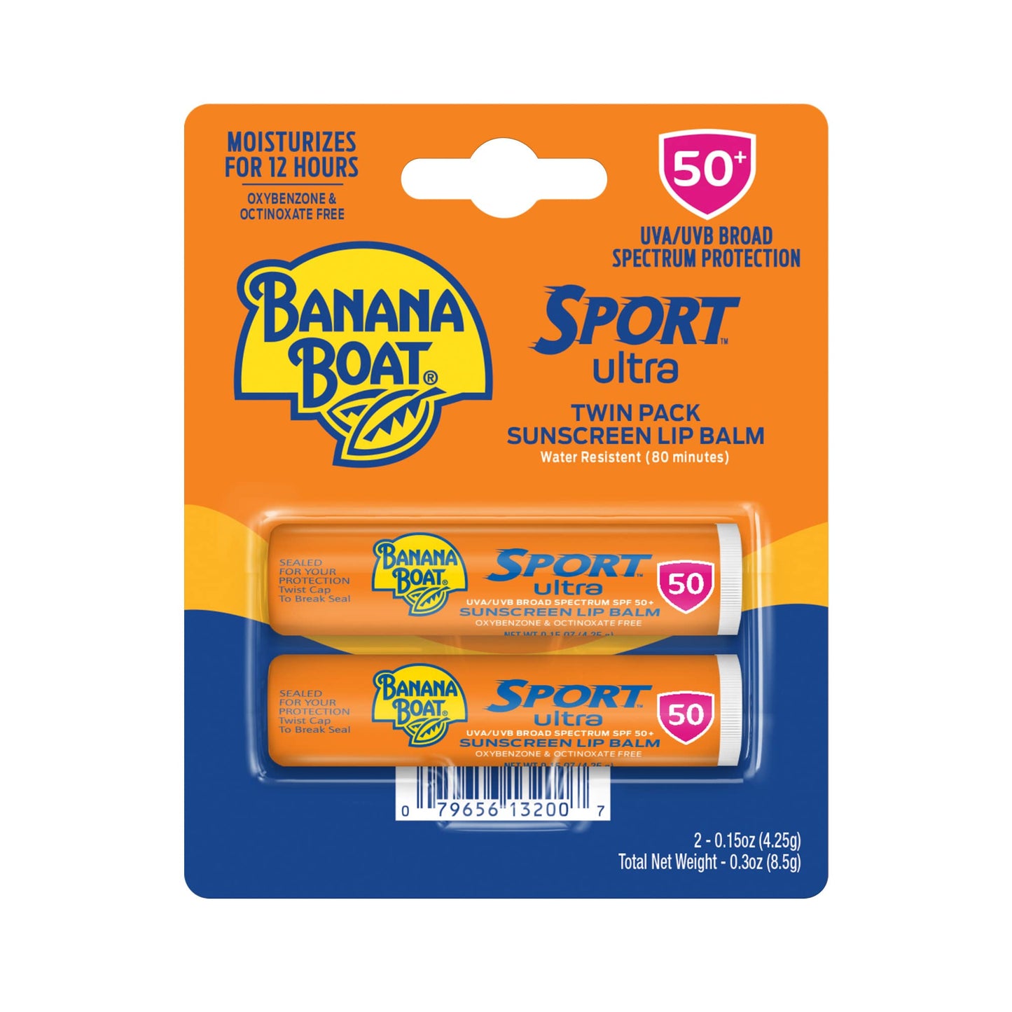 Banana Boat Sport Ultra SPF 50 Lip Sunscreen Twin Lip Balm, Banana Boat Balm SPF 50, Oxybenzone Free, Sunblock, Travel Size Sunscreen for Lips, 0.15 Ounce (Pack of 20)