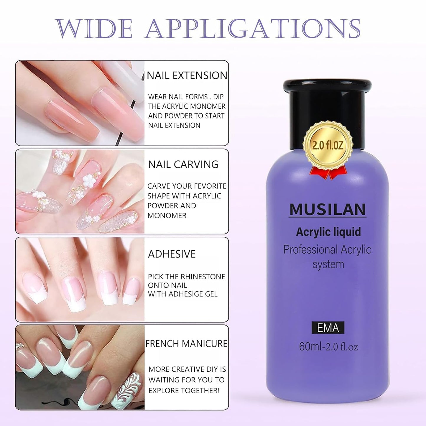 Skiennix Monomer Acrylic Nail Liquid - Professional 6oz | MMA-Free, Quick Dry for Nail Art
