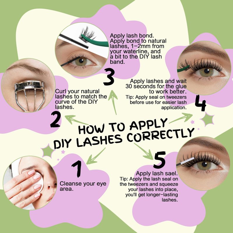 KEYYOU Angel Lash Clusters Kit, 8-18mm Mix D Curl Wispy Natural Eyelash Clusters with Bond, Seal and Tweezers for DIY Eyelash Extension at Home(Lash Kit-Angel A02)