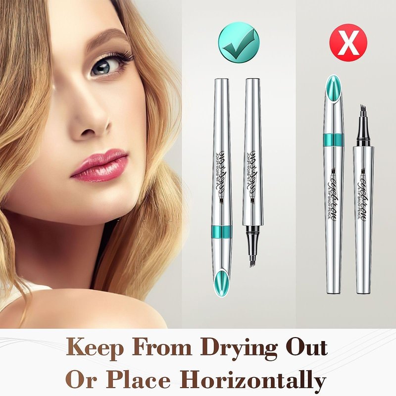Microblading Eyebrow Pen 4 Fork Tip Tattoo Pencil, Long-Lasting Eye Brow Pencils for Women, Easy to Use Microblade Eyebrow Pencil Eyebrow Brush (Dark Brown)