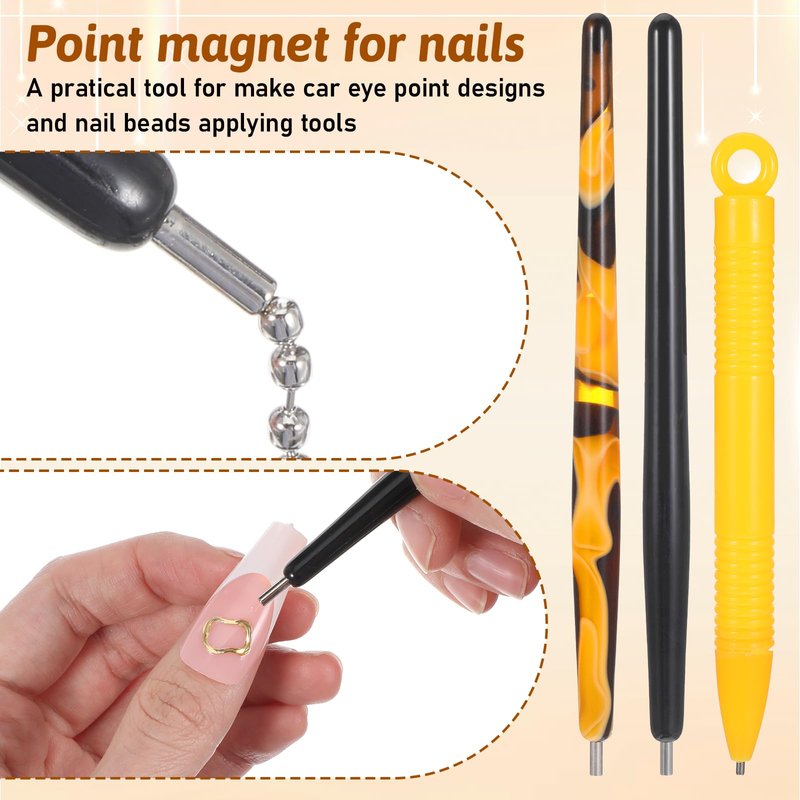 16 PCS Cat Eye Nail Magnet Set, Cat Eye Gel Nail Polish Magnet Wand Double-Head Nails Magnets Stick Nails Design Tools Diverse Glassy Cat-eye Effect Nail-Art DIY Accessories