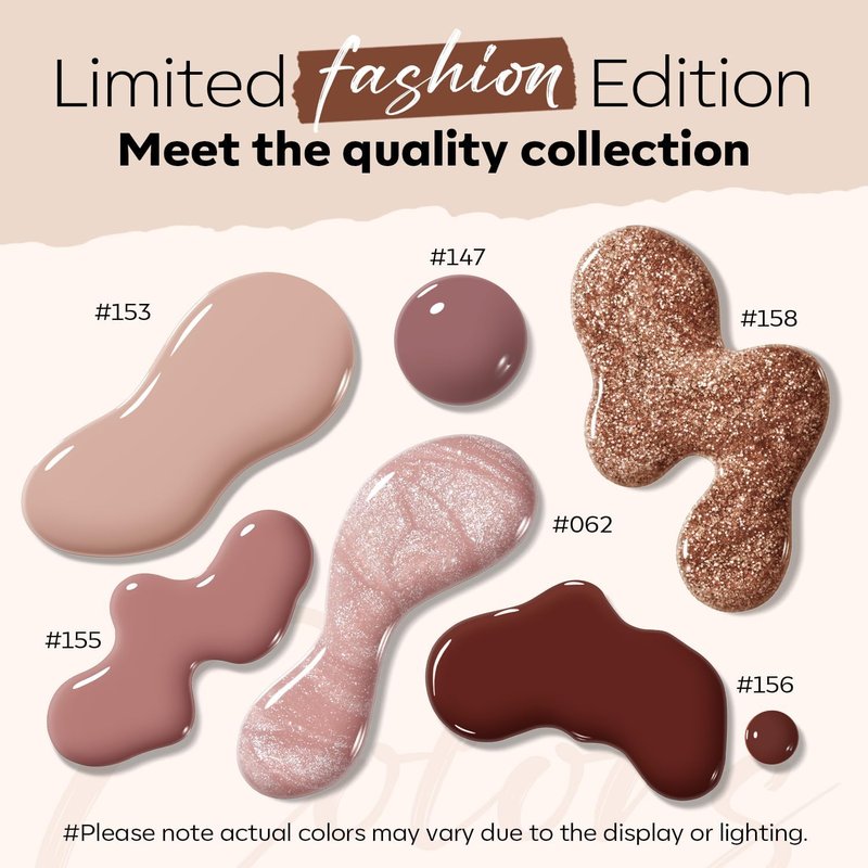 modelones Brown Nail Polish Set 6 Colors, Nude Burgundy Glitter Fall Winter Quick Dry Mini Nail Lacquer Kit Dark Red Nail Art DIY Home Salon Nail Art Manicure Gifts for Women Girls