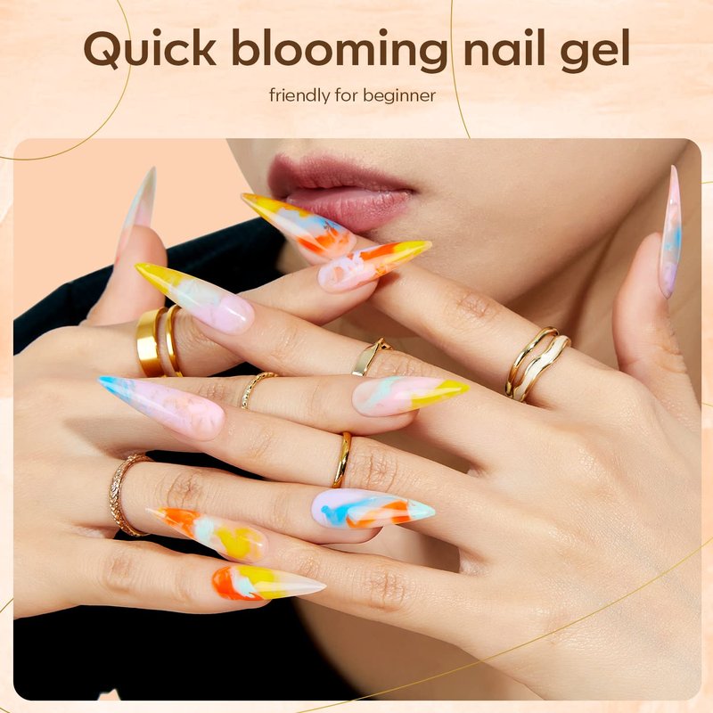 modelones Blooming Gel Nail Polish, 15 ml Clear Nail Art Accessories Stuff for Spreading Effects, Floral Print, Marble, Watercolor Design