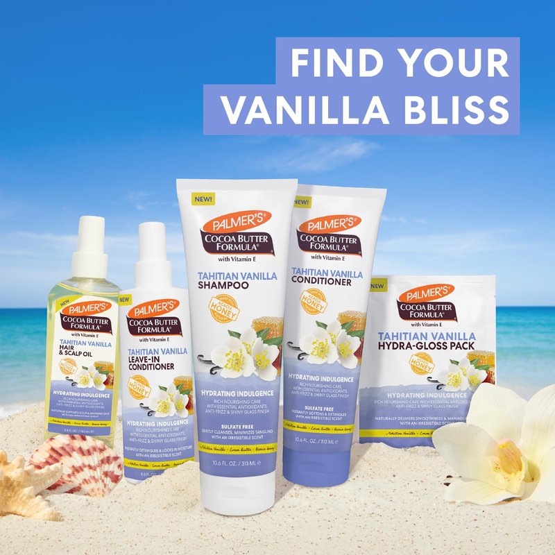 Palmer's Cocoa Butter Formula, Tahitian Vanilla Hair Conditioner, (10.6 Fl Oz), Hydrating & Moisturizing Detangler with Vitamin E & Acacia Honey for Shine, Smoothness & Frizz Control, All Hair Types