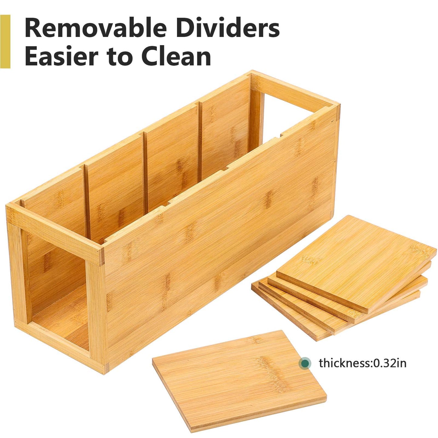 Yumkfoi Extra Large Bamboo Utensil Holder, 4 Section Kitchen Utensil Organizer for Countertop, Cooking Utensil Caddy Farmhouse Utensil Holder