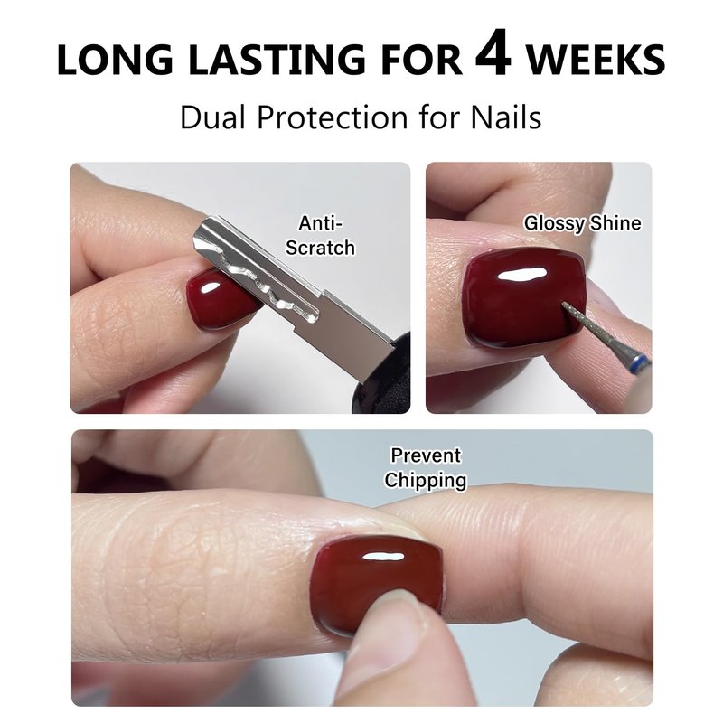 Rubber Base Gel Polish Set - No Sticky Top Coat & Self-Leveling Base | 12ml, Long-Lasting Manicure Gift Box