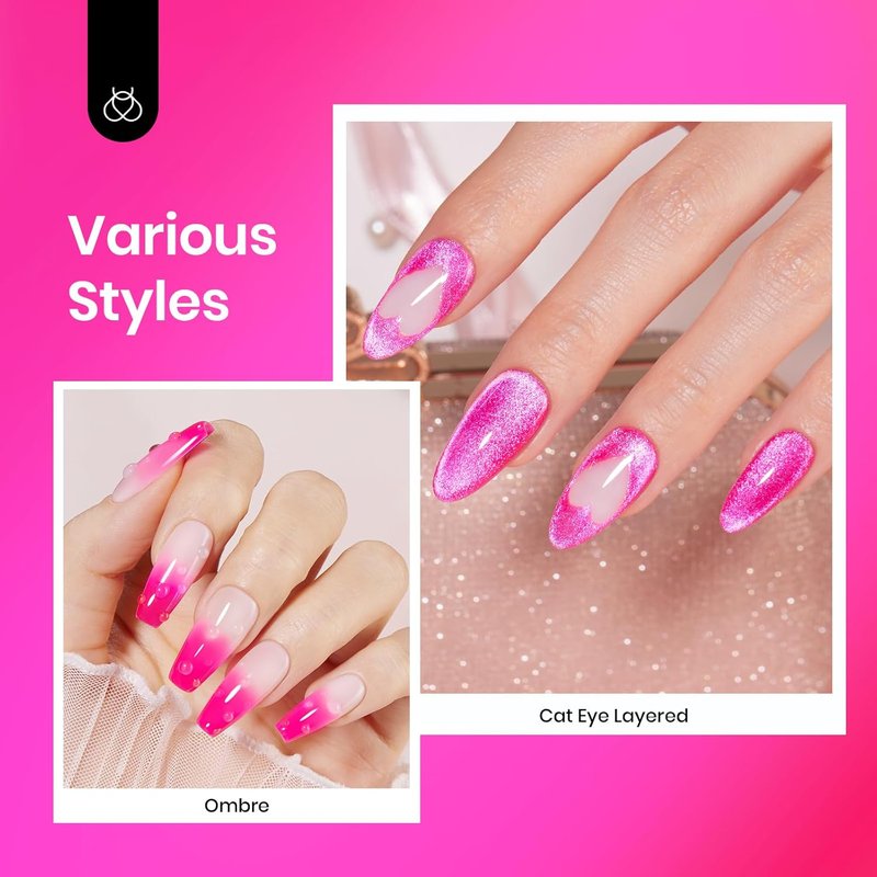 Hot Pink Gel Nail Polish - 15ML Neon Jelly Formula | Sheer Translucent Summer Color for Vibrant Manicures