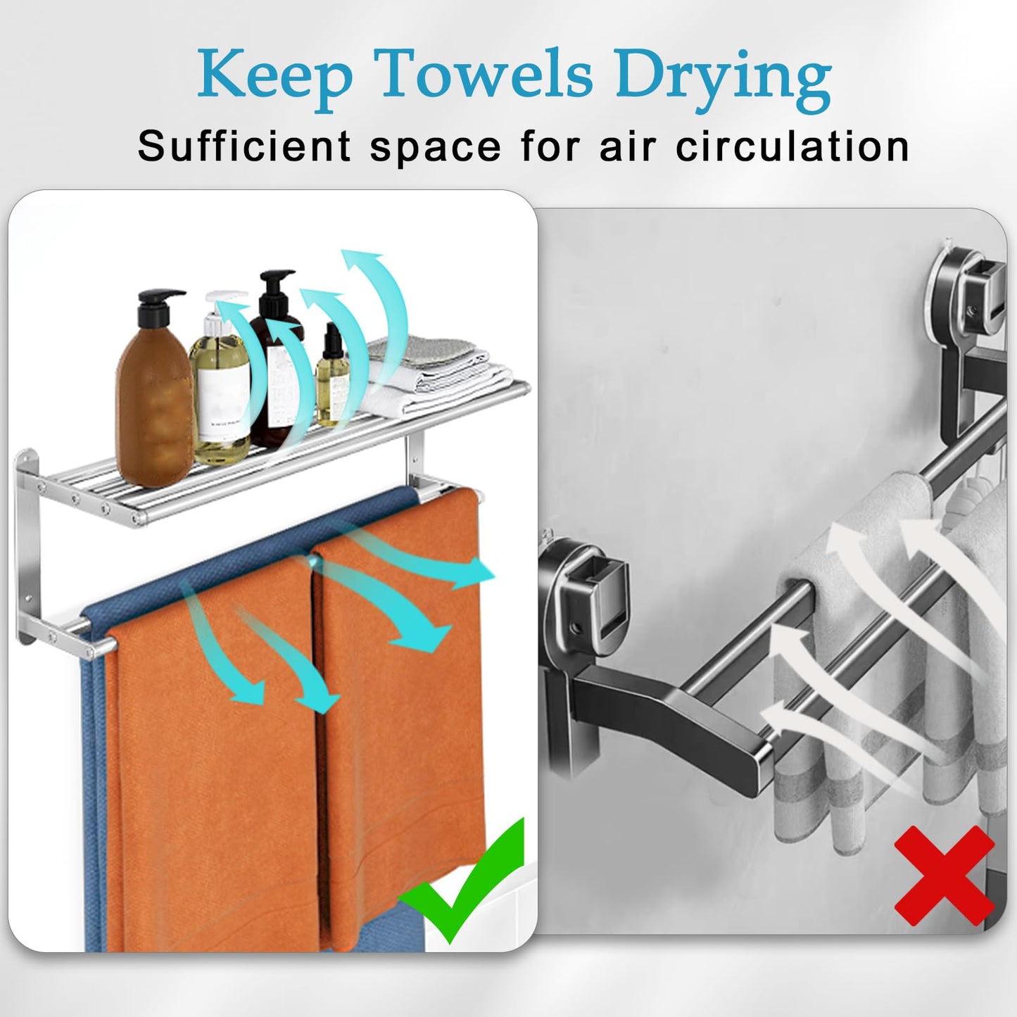 VOTZAAQ 32 in Towel Racks for Bathroom, Bath Towel Shelf with Double Towel Bar, Stainless Steel Towel Storage for Lavatory Wall Mounted, 2-Tier Towel Hanger Towel Holder, Brushed Nickel