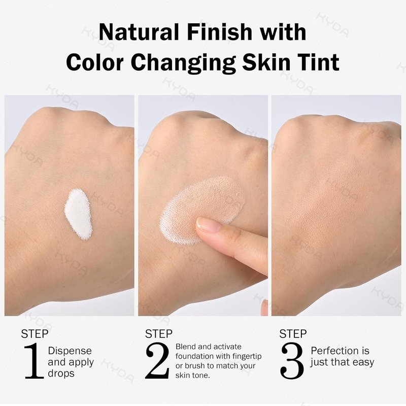 KYDA SPF 40 Liquid Color Changing Foundation - Mineral Serum Skin Tint for Mature Skin | Mirage Color Adjusting Makeup