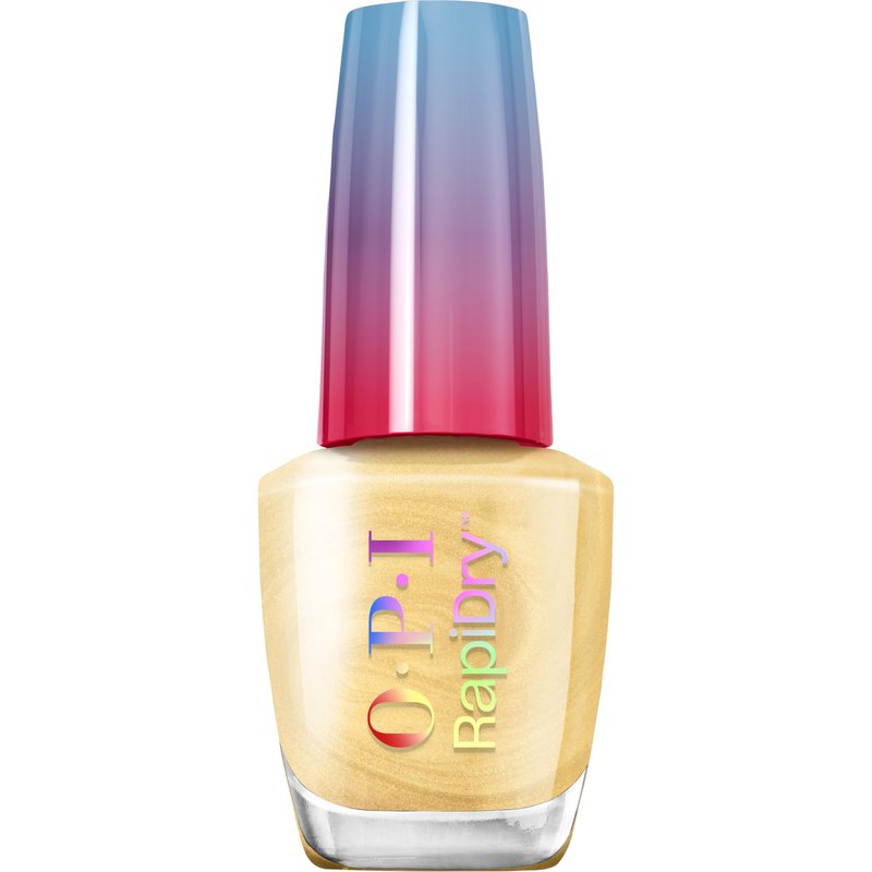 OPI RapiDry Winter Gets the Gold | Opaque Bright Warm Yellow Gold Shimmer Quick Dry Nail Polish | Vegan, Smudge Proof, Fast Drying | Snow Time to Waste | Holiday 2025