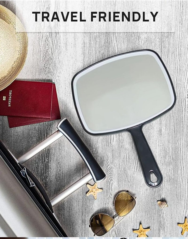 Handheld Mirror - Multi-Purpose Distortion-Free Reflection | Square Black 31x23cm for Salon & Hairdressing