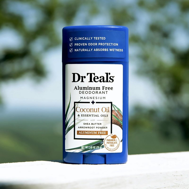 Dr Teal's Aluminum Free Deodorant, Coconut Oil with Essential Oils, 2.65 oz (Pack of 3)
