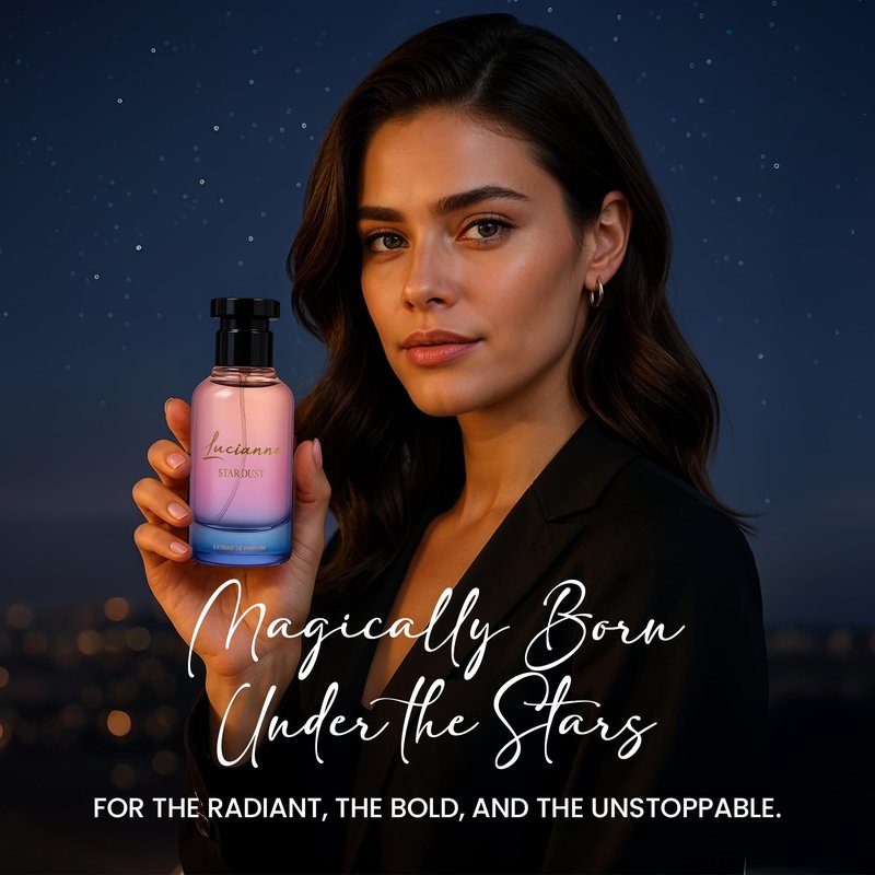 Lucianno Star Dust 100mL Extrait De Parfum for Men and Women, Aromatic Fougere Opens with Spicy Mandarin, Softens with Tiare Flower, Ends in Musk & Sandalwood, Perfect Fragrance for All Occasions