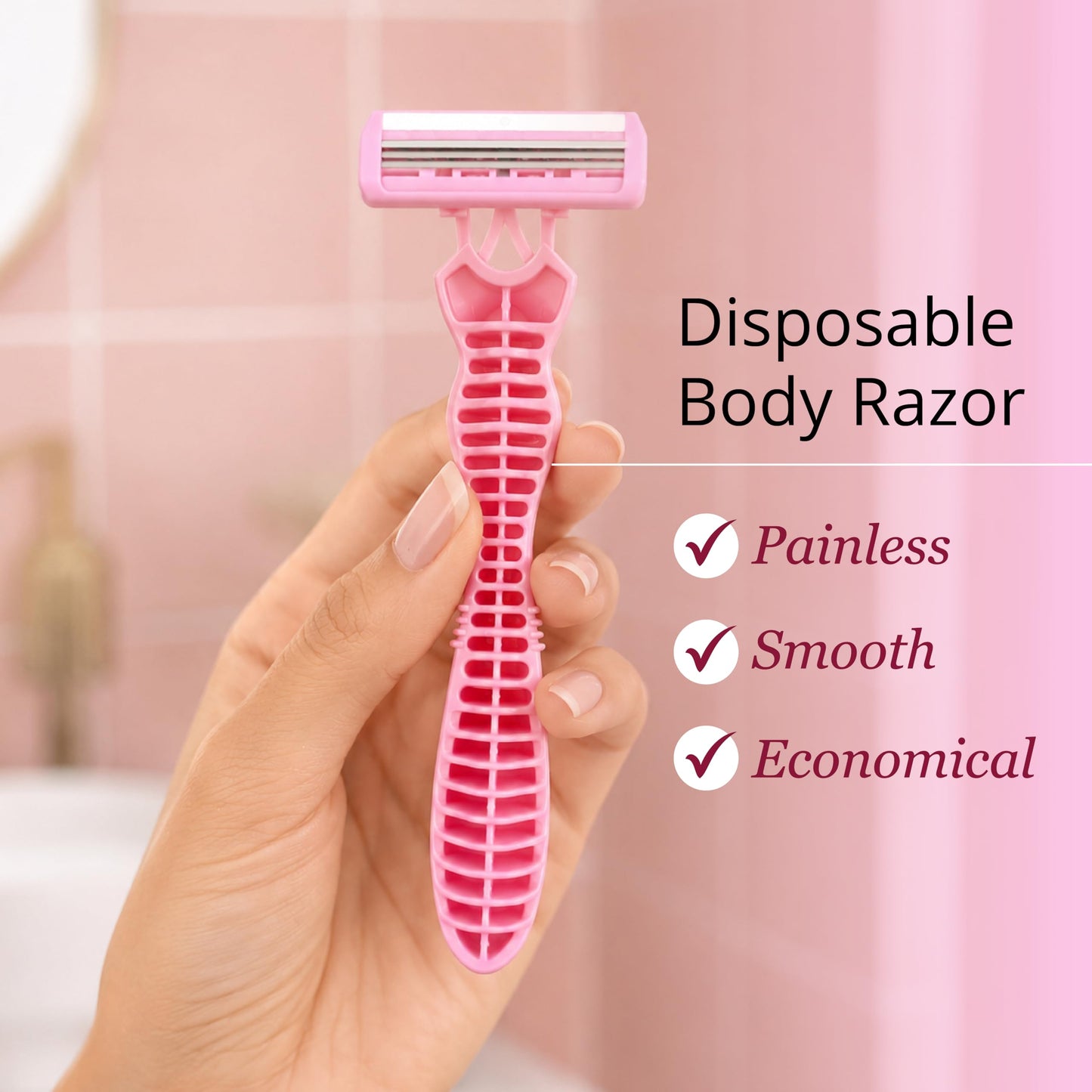 Carmesi Disposable Body Razor for Women – Pack of 5 | Gentle Shave with Aloe Vera Moisture Strip & Rubber Grip | Smooth Hair Removal for Legs, Arms, Underarms & Bikini Line