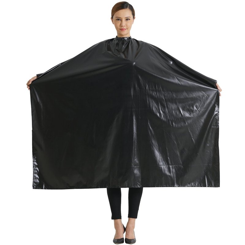 Professional Salon Cape - Waterproof Black Polyester Barber Cape | 54"x62" Size