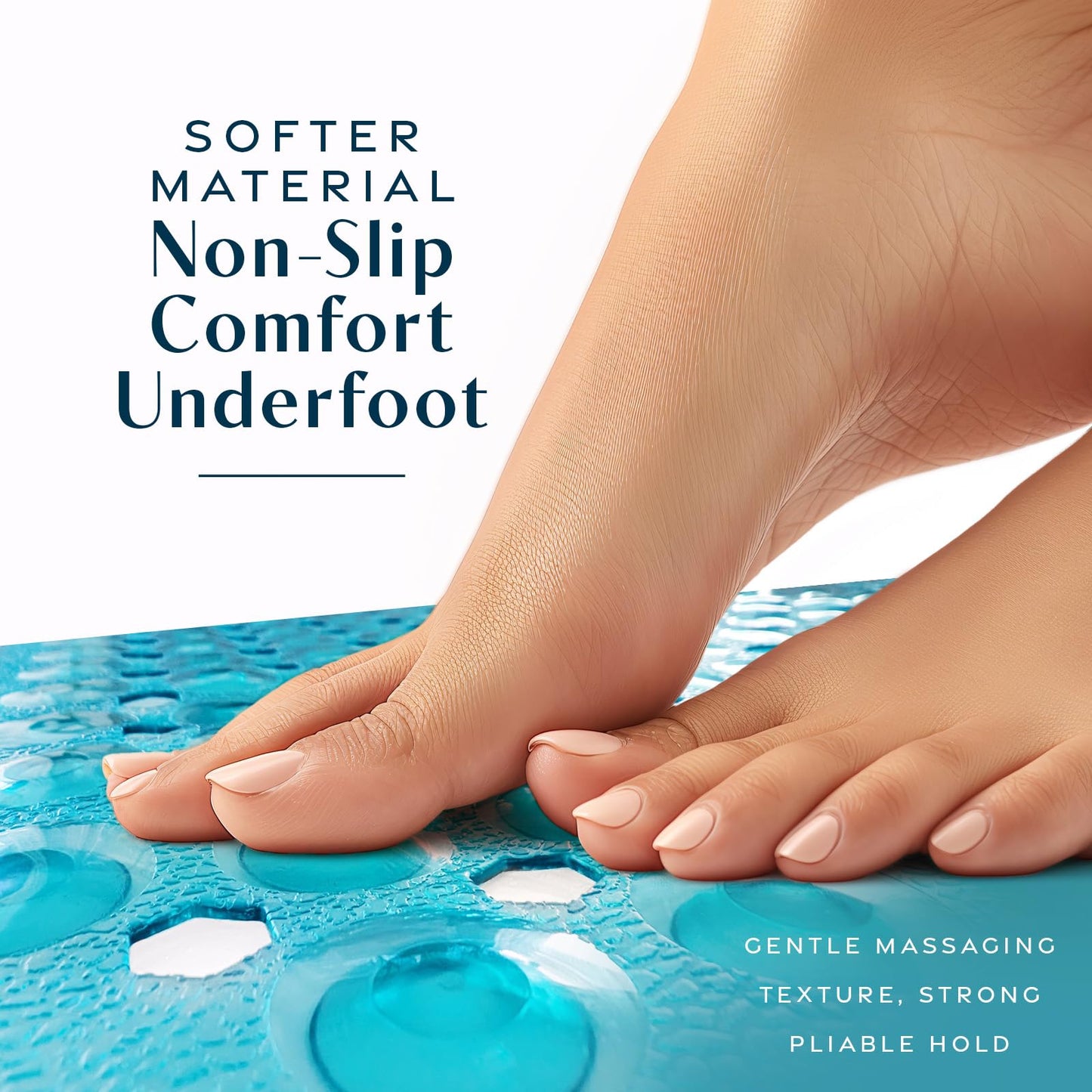 SlipX Solutions Power Grip 39x16 Bathtub & Shower Mat | Premium Non-Slip Bath Safety | Clear Aqua