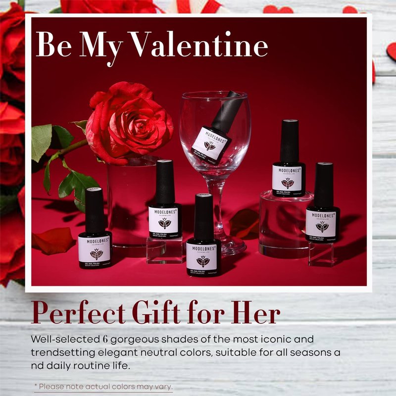Modelones Red Gel Nail Polish Set - 6 Vibrant Colors with Glitter & Sparkle | Perfect for DIY Nail Art & Manicure