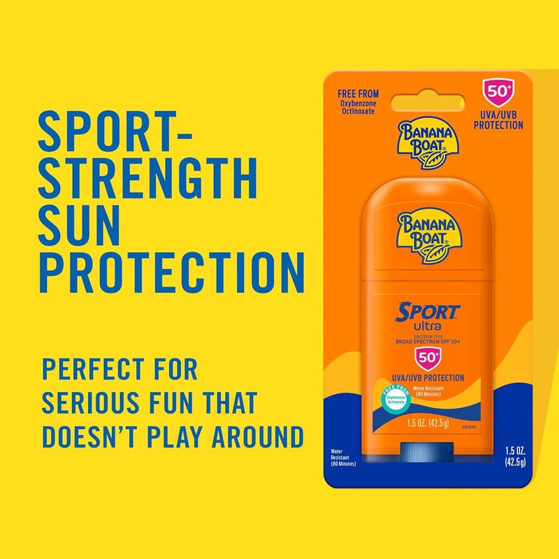 Banana Boat Sport Ultra Sunscreen Stick SPF 50 - Travel Size Oxybenzone-Free Sunblock, 1.5oz
