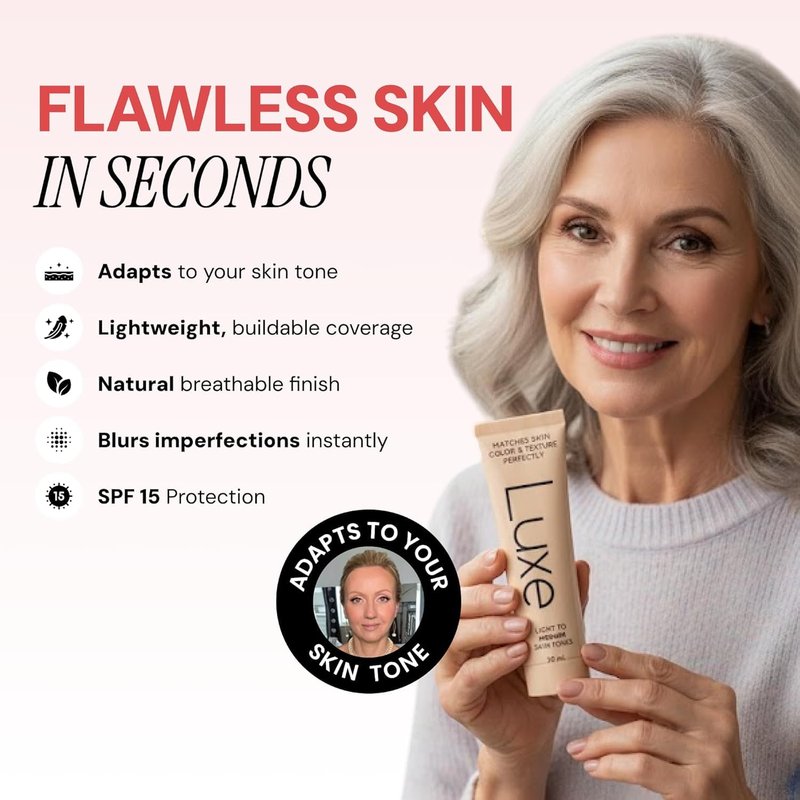 Luxe Color Changing Foundation for Women – Instantly Adapts to Your Skin Tone – Buildable Light-to-Medium Coverage – 12-Hour Wear – Natural Dewy Finish - Medium Dark