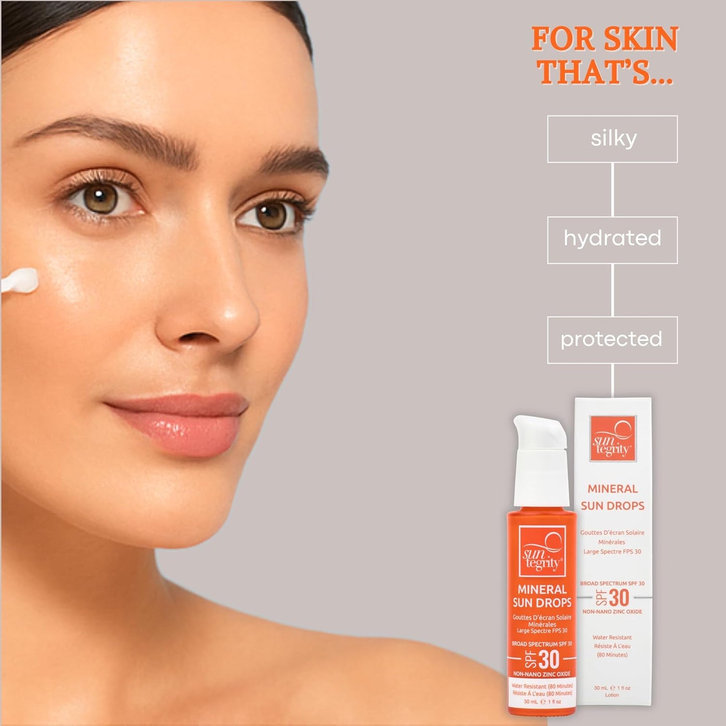 Suntegrity Mineral Sun Drops SPF 30 - Broad Spectrum Zinc Oxide Sunscreen for Face | Vegan, Reef-Safe, Non-Greasy Formula
