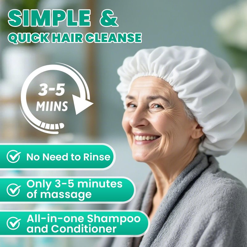 CUKWUYBY 3 Pack Shampoo Caps No Rinse Waterless Shampoo Caps Hair Wash Caps Shampoo and Condition Cap for Bedridden Patients, Elderly, Adults