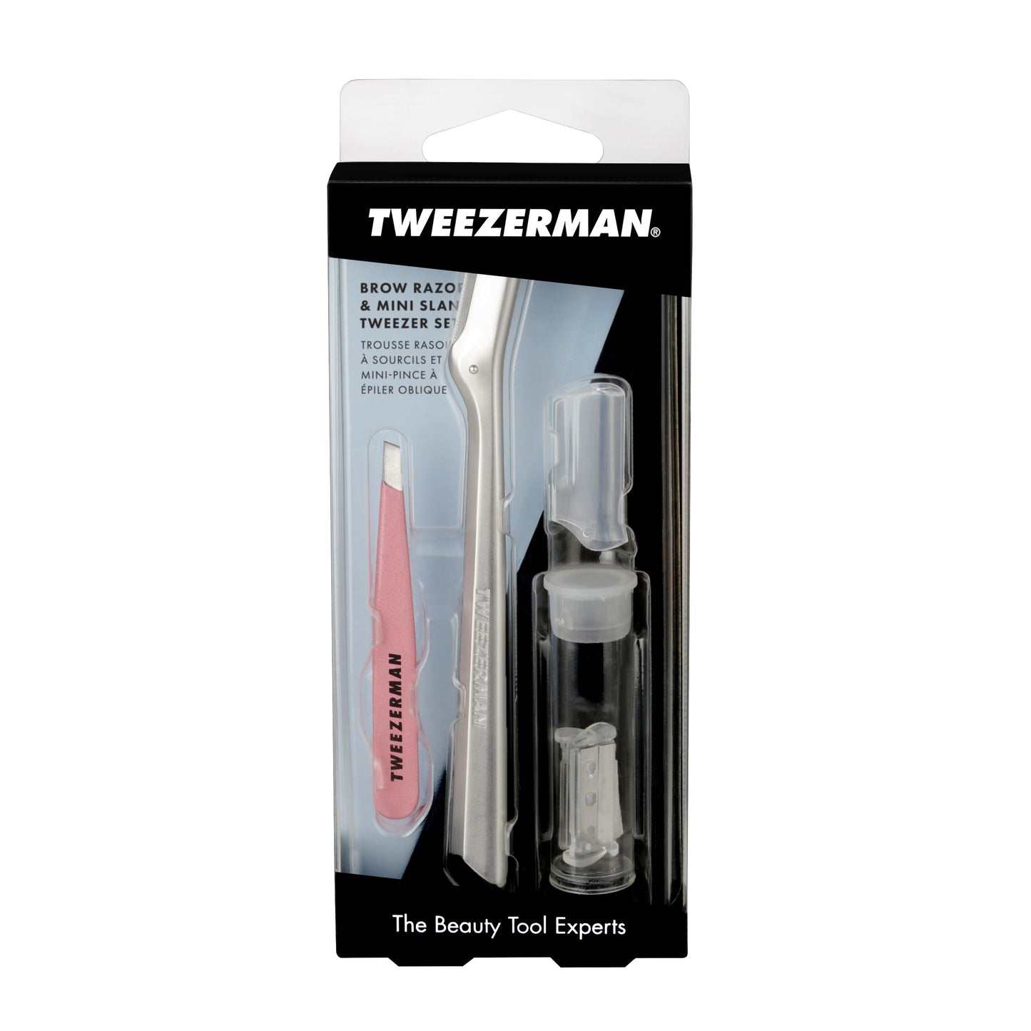 Tweezerman Exclusive Eyebrow Razor & Tea Rose Mini Slant Tweezer