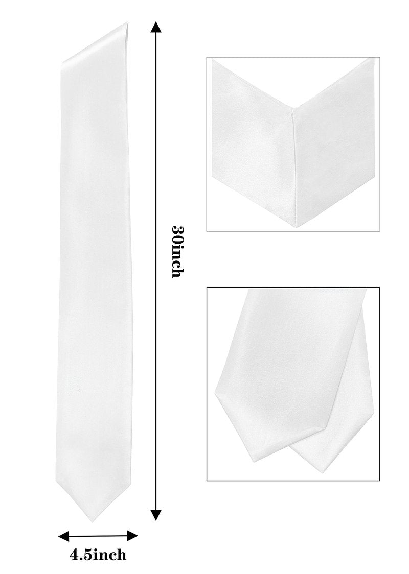 GradPlaza White Graduation Stole Sash 60'' Long Adults Graduation Sash for High School and College