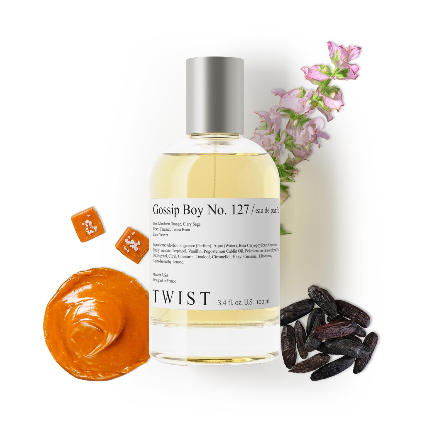 Twist Gossip Boy No. 127 - Inspired by JPG Scandal Pour Homme, Long-Lasting Perfume for Men, Vegan, Clean Fragrance, Caramel & Tonka – Spray 100 ml | 3.4 fl. oz.