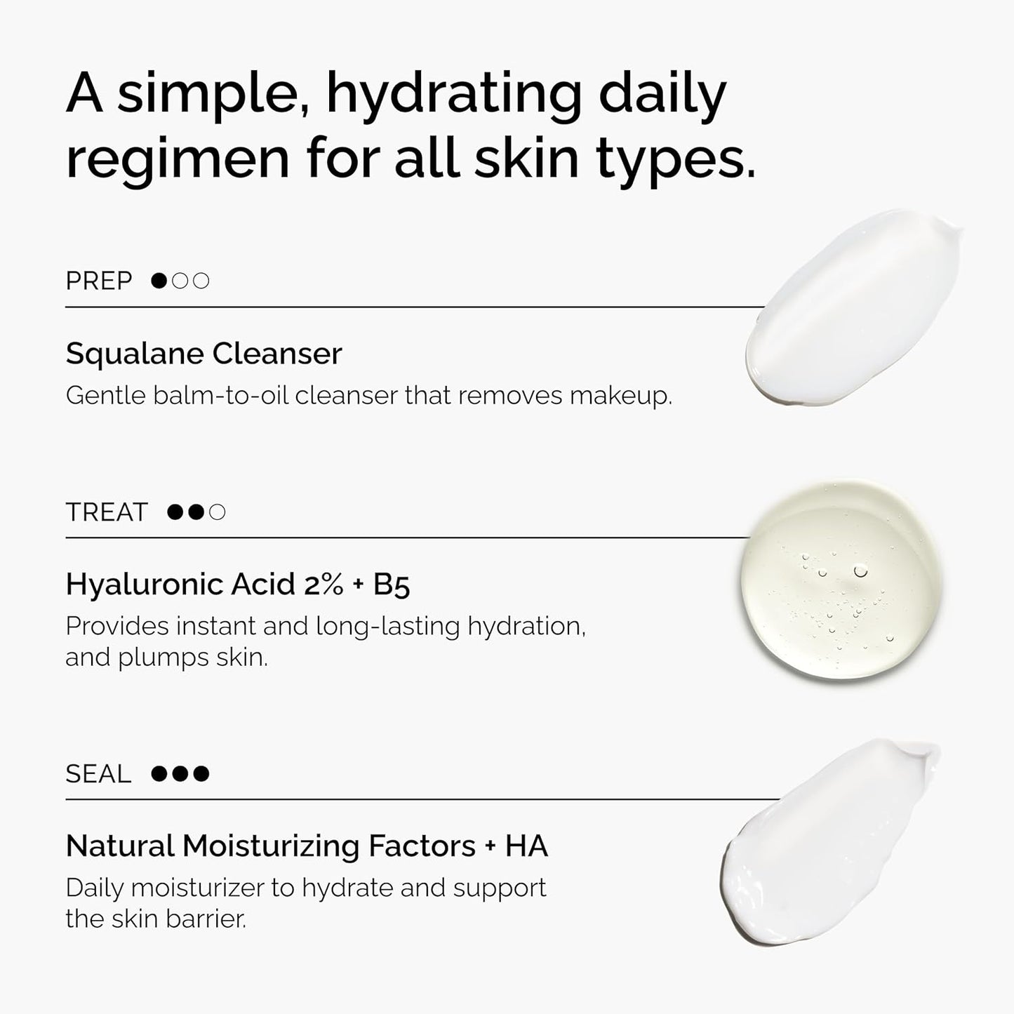 The Ordinary Daily Skincare Set - Squalane Cleanser, Hyaluronic Acid 2% + B5 & Moisturizing Factors | Complete Routine