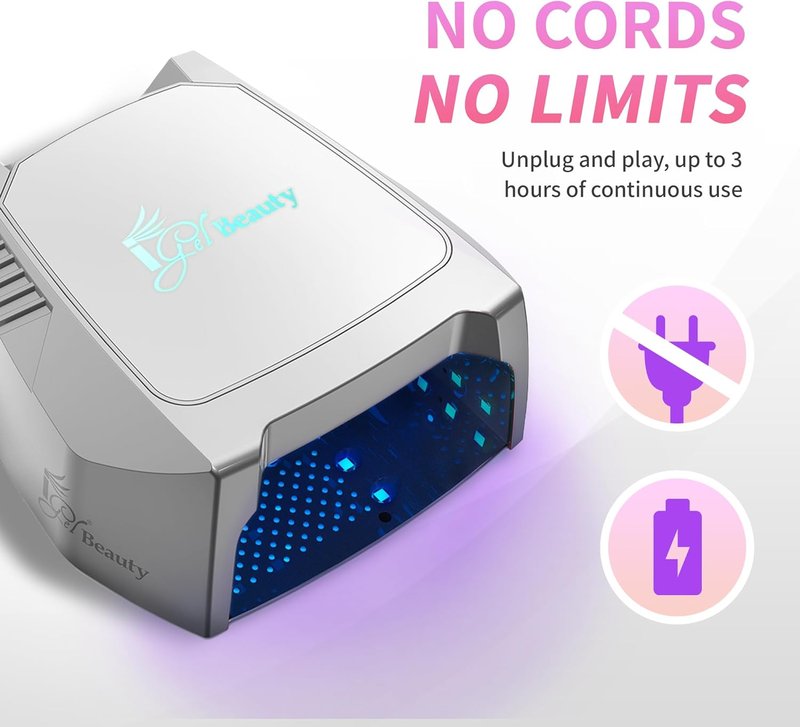 iGel Beauty UV/LED Nail Lamp - 48W Wireless Rechargeable Curing Light | Smart Motion Sensor & Removable Tray for Manicure & Pedicure