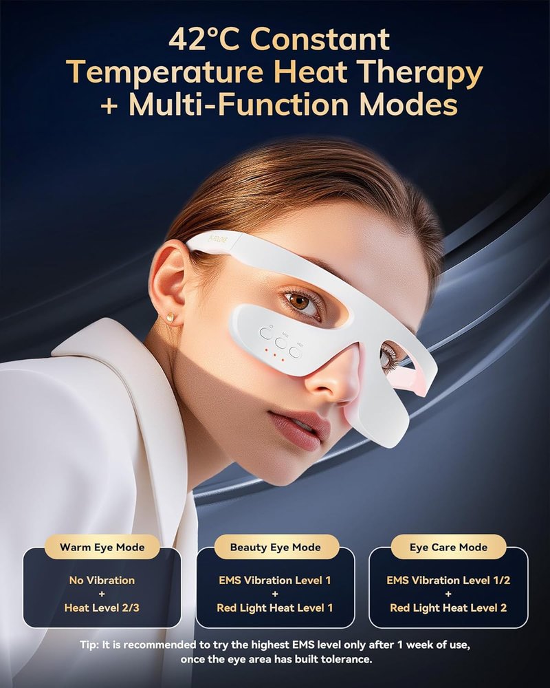 Red Light Therapy Device for Under Eyes - 630nm Eye Mask for Dark Circles & Puffiness | Off-White