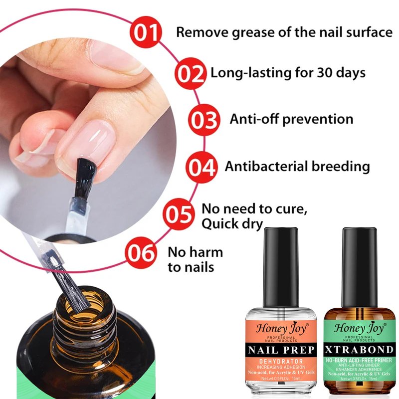 Nail Dehydrator Primer Cuticle Oil Set, Acid-Free Nail Prep Kit, Professional Strong Bond Primer for Long-lasting Acrylic Nails, Gel Polish, UV Gels, Fast Air Dry, Superior Adhesion (0.5Fl oz), NP-002