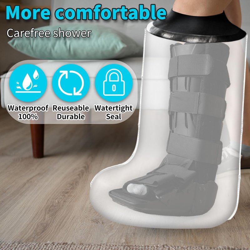 KEEFITT Adult Leg Cast Protector for Shower, KT1195 Waterproof Lower Leg Shower Bandage Cover Watertight Protection to Broken Leg,Foot, Ankle Wound and Burns
