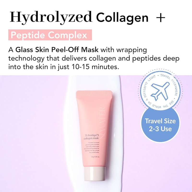 Collagen Peel Off Mask - Korean Hydrolyzed Collagen & Peptides | Travel Size 0.81 oz for Glass Skin