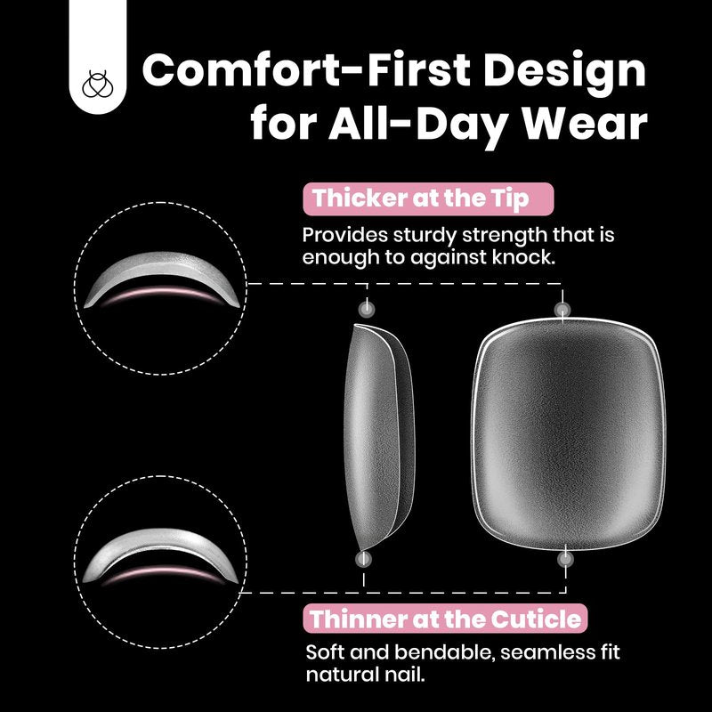 Beetles Soft Gel Toe Nail Tips Square - 16 Sizes 192 Pcs Full Cover Nail Tips Fake Acrylic Toe Nail Pre-etched Double Matte Press on Toenails, Toe Nail Extensions for Women