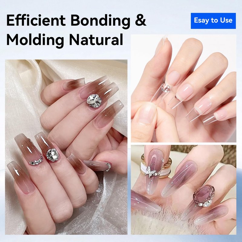 JODSONE 15ml Nail Glue Gel 4 in 1 for Nail Tips Long Lasting Extension Glue for Clear Nail Tips and Clear Press on Nails, Nail Repair Treatment, Salon Art DIY at Home Need U V Light Cured