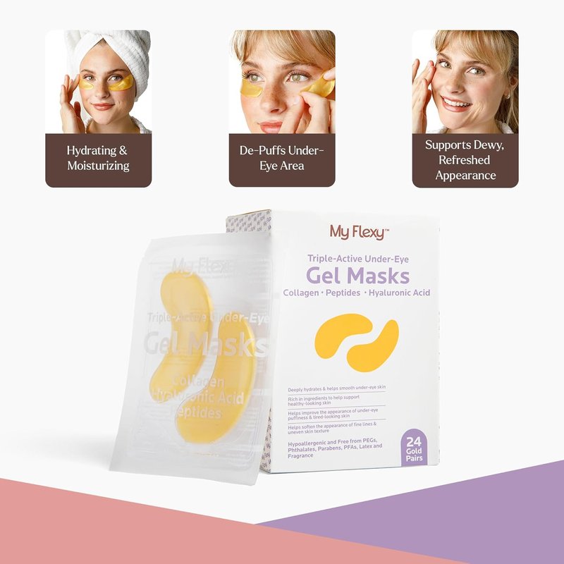 Skiennix 24K Gold Under Eye Patches - Collagen & Peptides for Puffy Eyes and Dark Circles | 24 Pairs