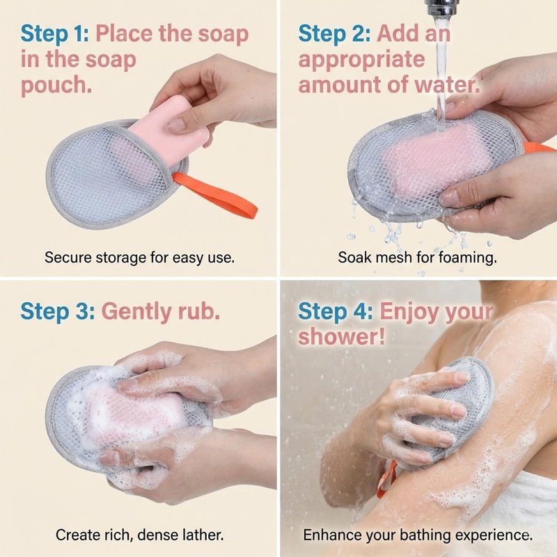4Pcs Mesh Soap Bags for Bars, Mesh Exfoliating Body Scrubber Hangable Bar Soap Pouch, Soaps Pouch with Drawstring Closure, Foam Net Soaps Saver Bag for Body Wash Shower Face Clean 4.9 * 4.13 in