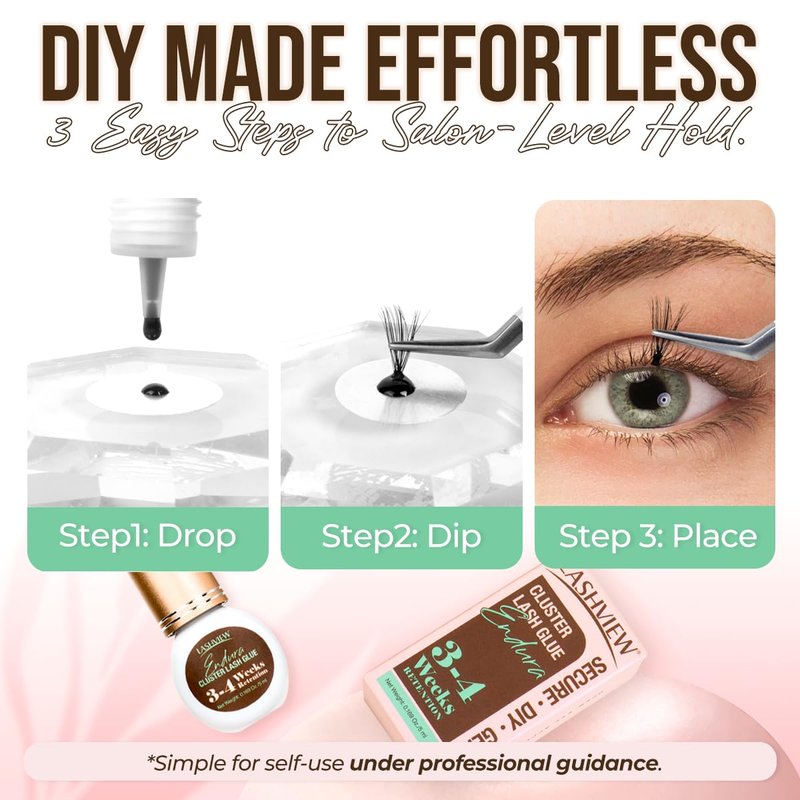 LASHVIEW Lash Cluster Glue - Strong Hold for 3-4 Weeks | Waterproof, Low Irritation, Quick Dry (5ml)