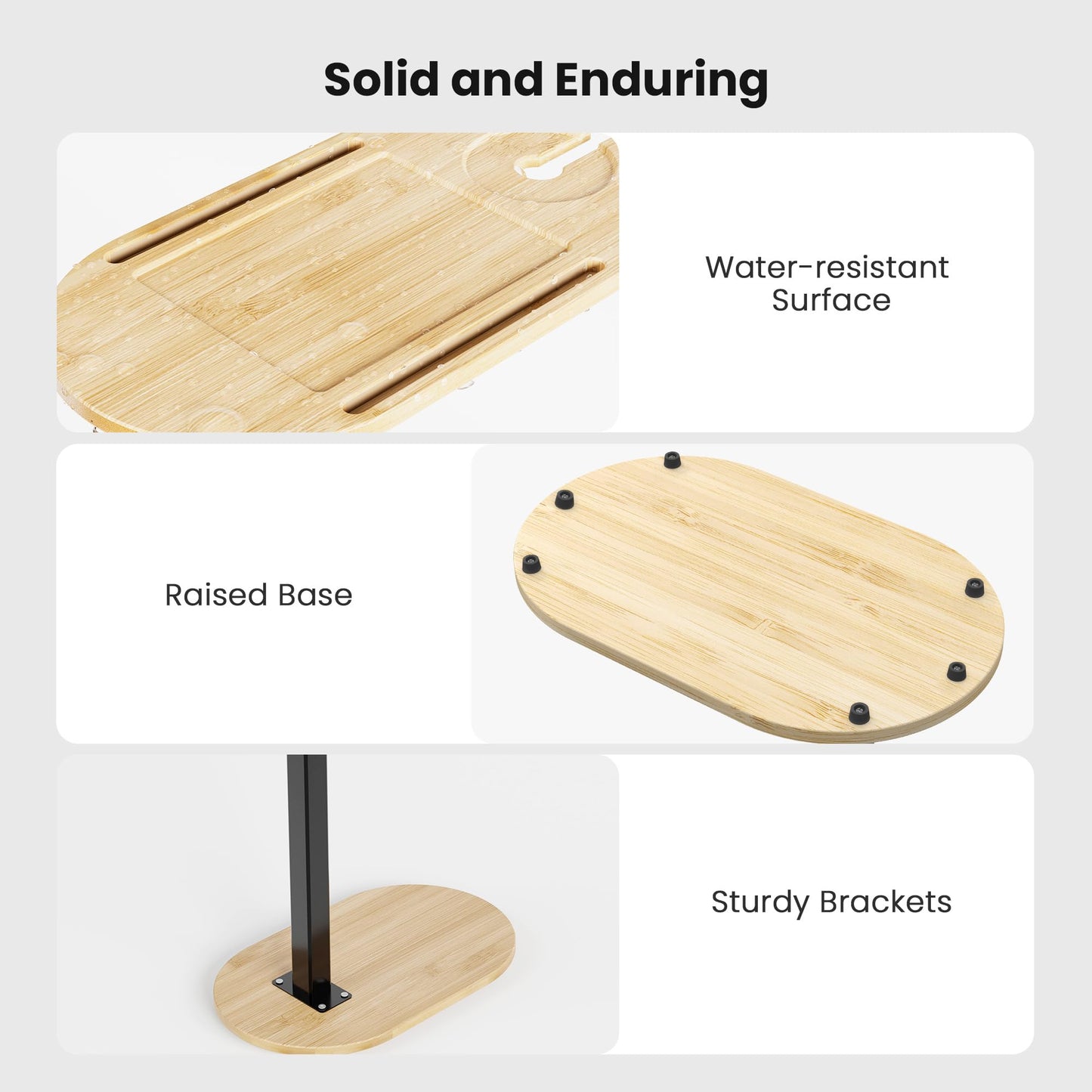 Sunnacate Bamboo Bathtub Table with Adjustable Height, Freestanding Bath Tray Caddy Board Tub Organizer, House Warming Gift, New Home, Anniversary Wedding Gifts, Bridal Shower Gift for Women