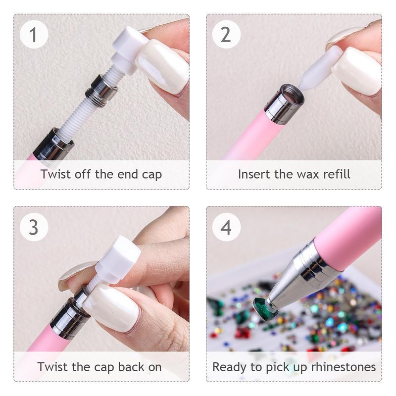 Rhinestone Picker Tool Kit - 7PCS Wax Pencil, Diamond Gem Applicator, Tweezers & Sorting Tray for Nail Art | DIY Manicure Supplies