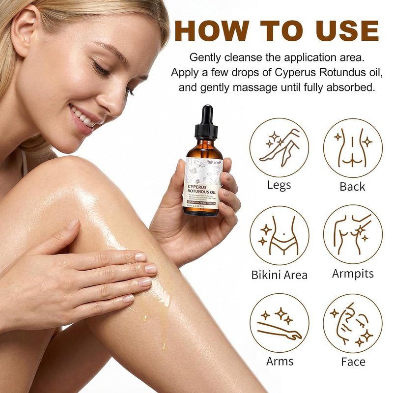 Cyperus Rotundus Oil - Natural Hair Removal Oil | Gentle & Effective for All Skin Types - 2 fl. oz.