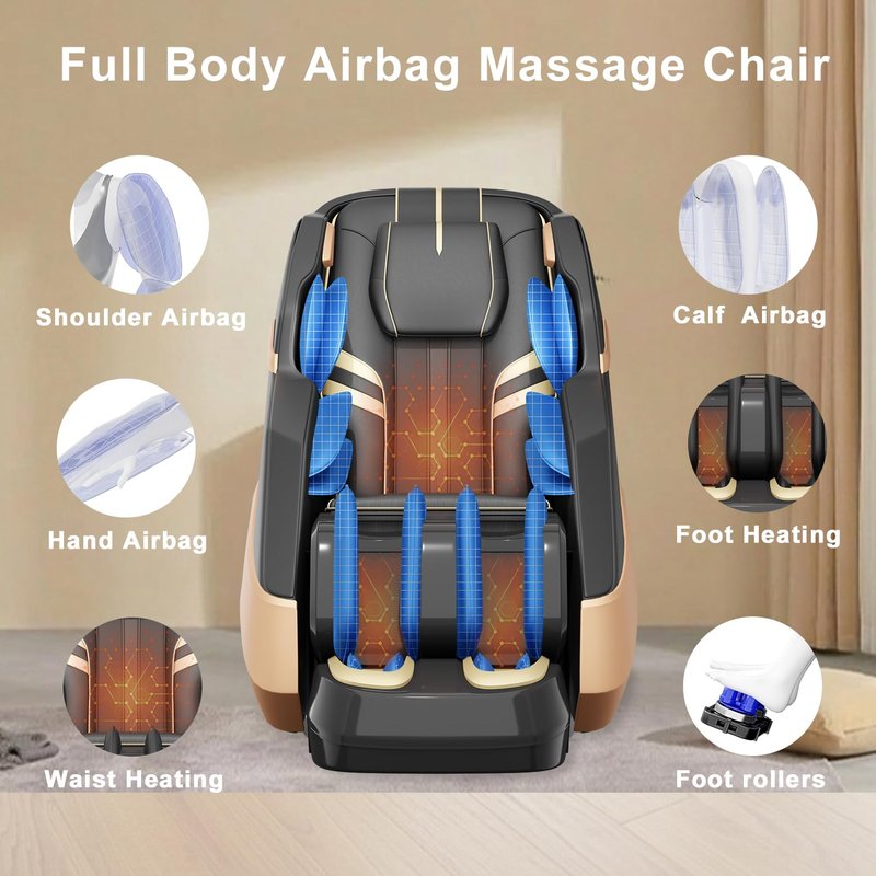 LIYIH Massage Chair Full Body, Zero Gravity Extended Dual SL-Track Massage Recliner with 4D Mechanical Arms, Full Body Airbag Massage, Foot Roller Massage, Multiple Modes, Heating, AI Voice Control